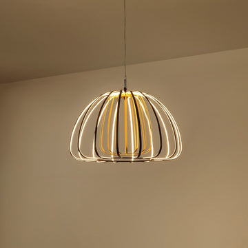 Gigi Modern Glam Metal Adjustable Dimmable Stripe Cage Integrated LED Pendant
